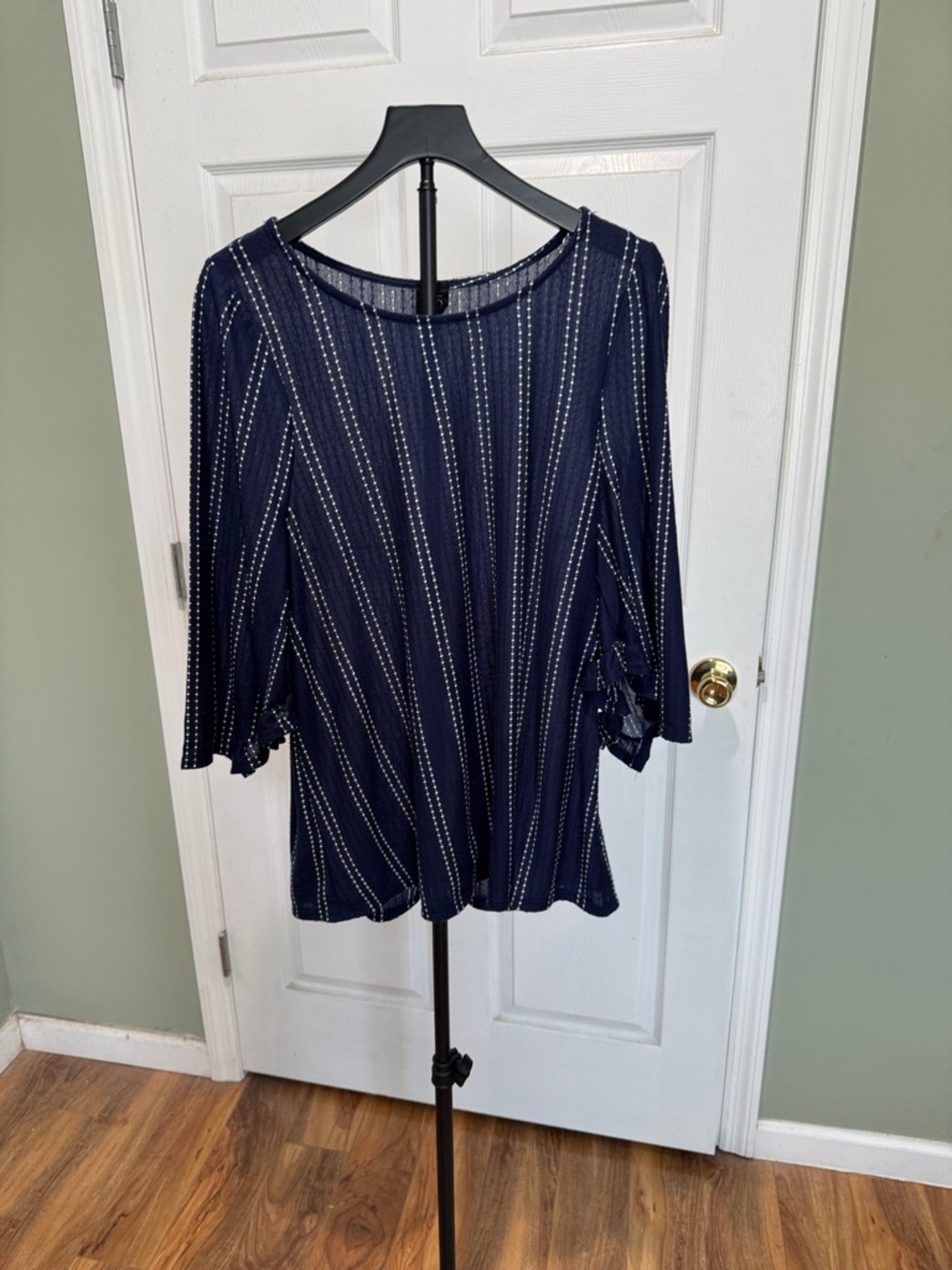 W5 by Anthropologie. Navy and White Vertical Stripe Tunic